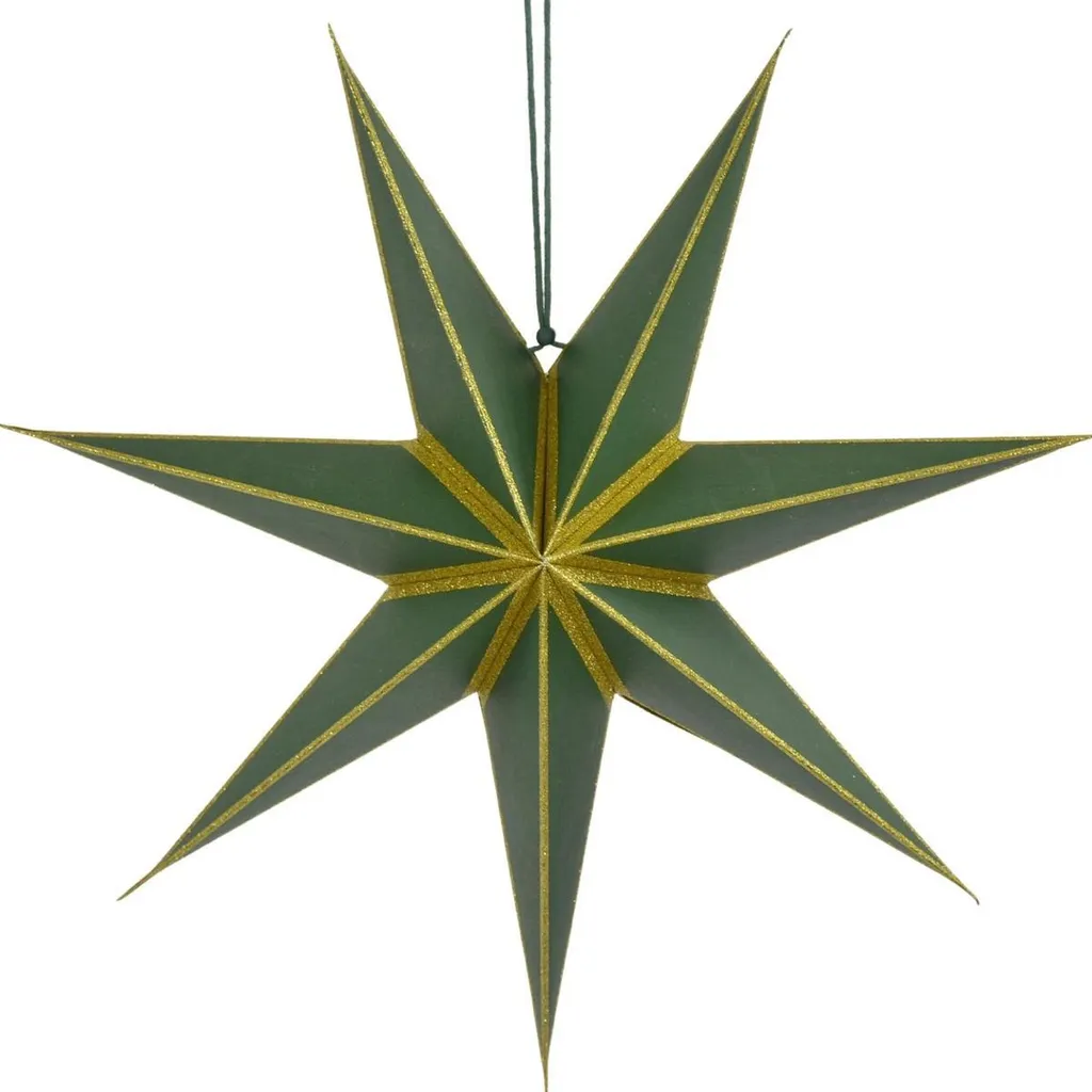 Étoile de Noël 60 cm verte : suspension robuste et facile à ranger