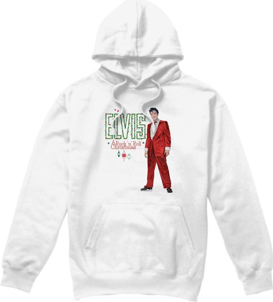 Elvis Presley - "Holiday Lights" Kapuzenpullover für Herren/Damen Uni, weihnachtliches Design TV32451 (S) (Weiß)