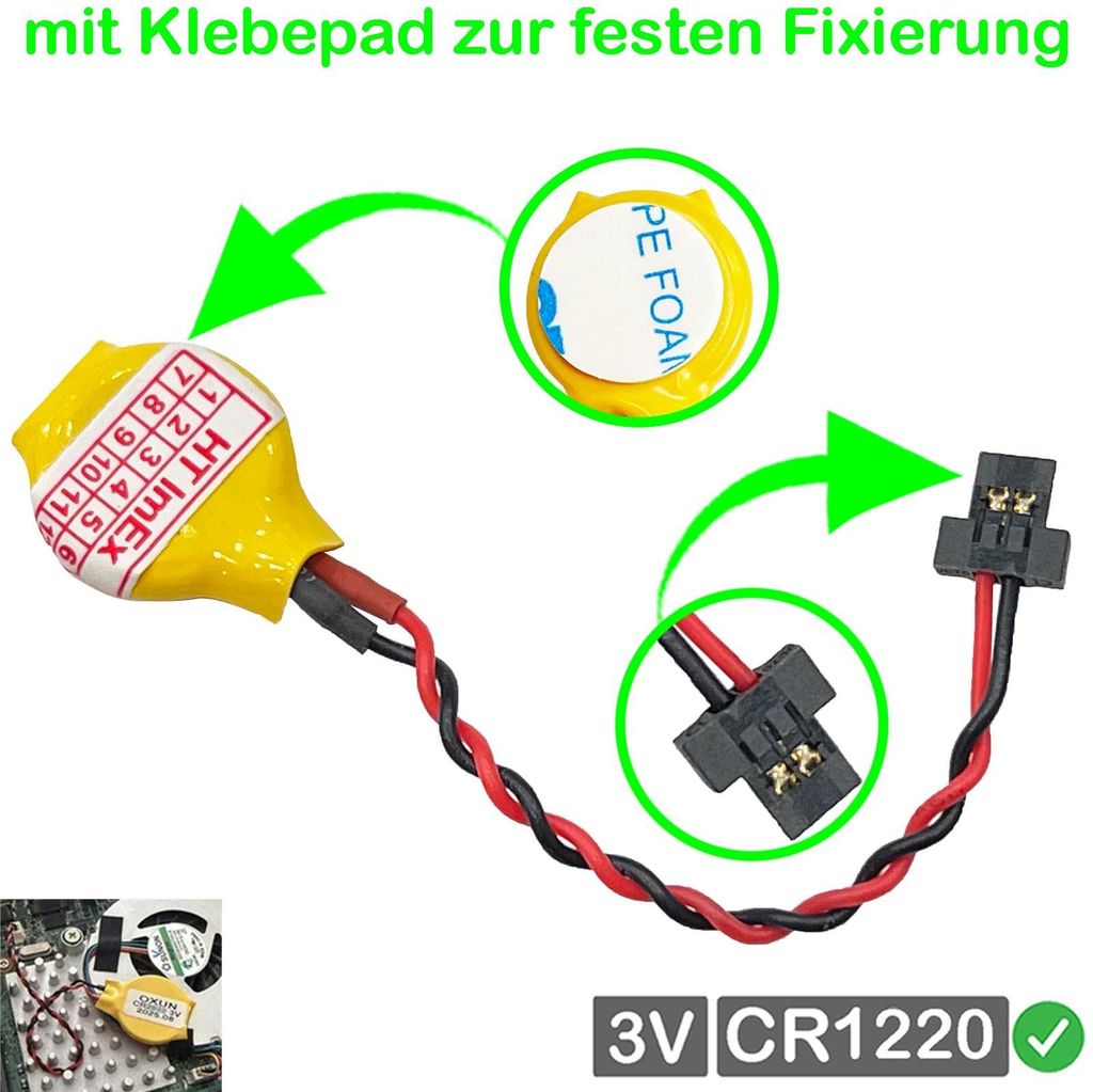Battery Batterie Bios CMOS for MEDION Akoya P2212T 2Pin Stecker Kabel CR1220W
