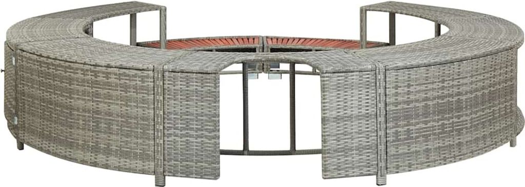 vidaXL Whirlpool-Umrandung Grau Poly Rattan Produktbild 6