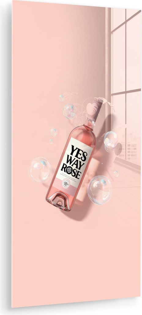 MuchoWow Glasbilder - Bilder auf Wandbild - Foto auf Glas Blasen - Rosé - Rosa 60x120 cm Wanddekoration aus Glas - Acrylglasbild - Acrylbilder - S...