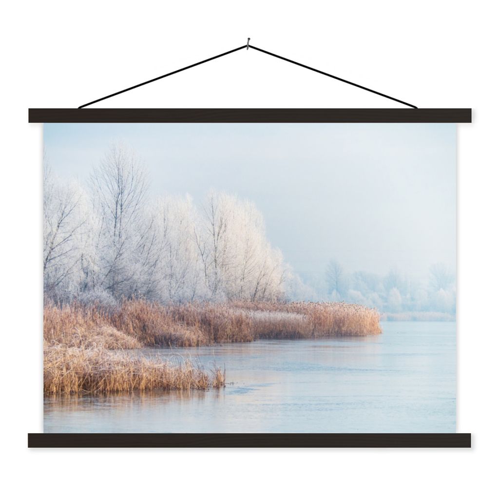 MuchoWow Textilposter Landschaft - Winter - Schnee - Eis - Morgen 150x113 cm mit schwarzem Rahmen - Wohnzimmer