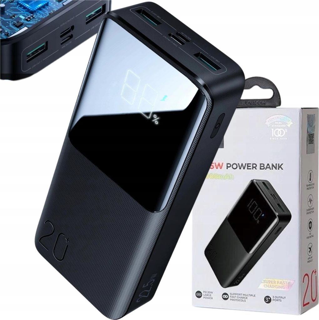 Joyroom Jr-Qp192 22.5W Power Bank 20000Mah Black Zdjęcie produktu 