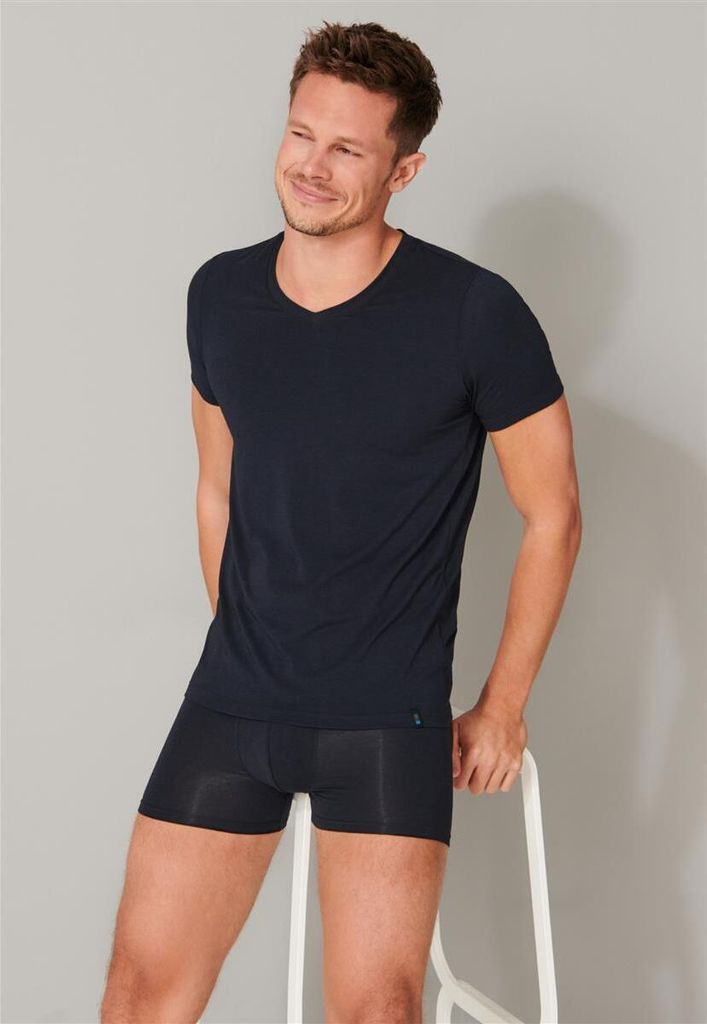 Schiesser Herren T-shirt V-Ausschnitt Gr. 7  blauschwarz Produktbild 