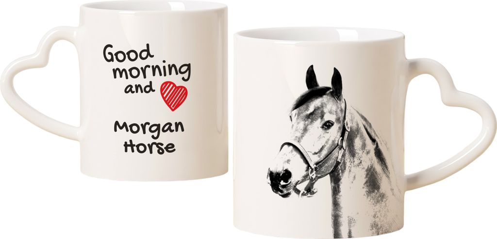 Morgan Pferd - Tasse mit Hund, entzückende Tasse mit herzförmigem Henkel, universelles Geschenk der Marke Art-Dog