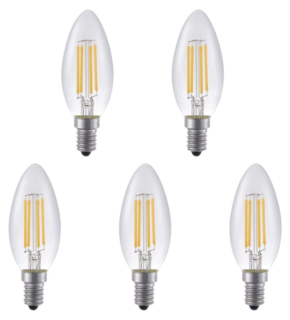 SPL E14 LED-Lampe 4W dimmbar - CRI 90 - Extra warmweiß - 2500K - LED-Filamentkerze C35 - Ersetzt 33W - 5 Stück