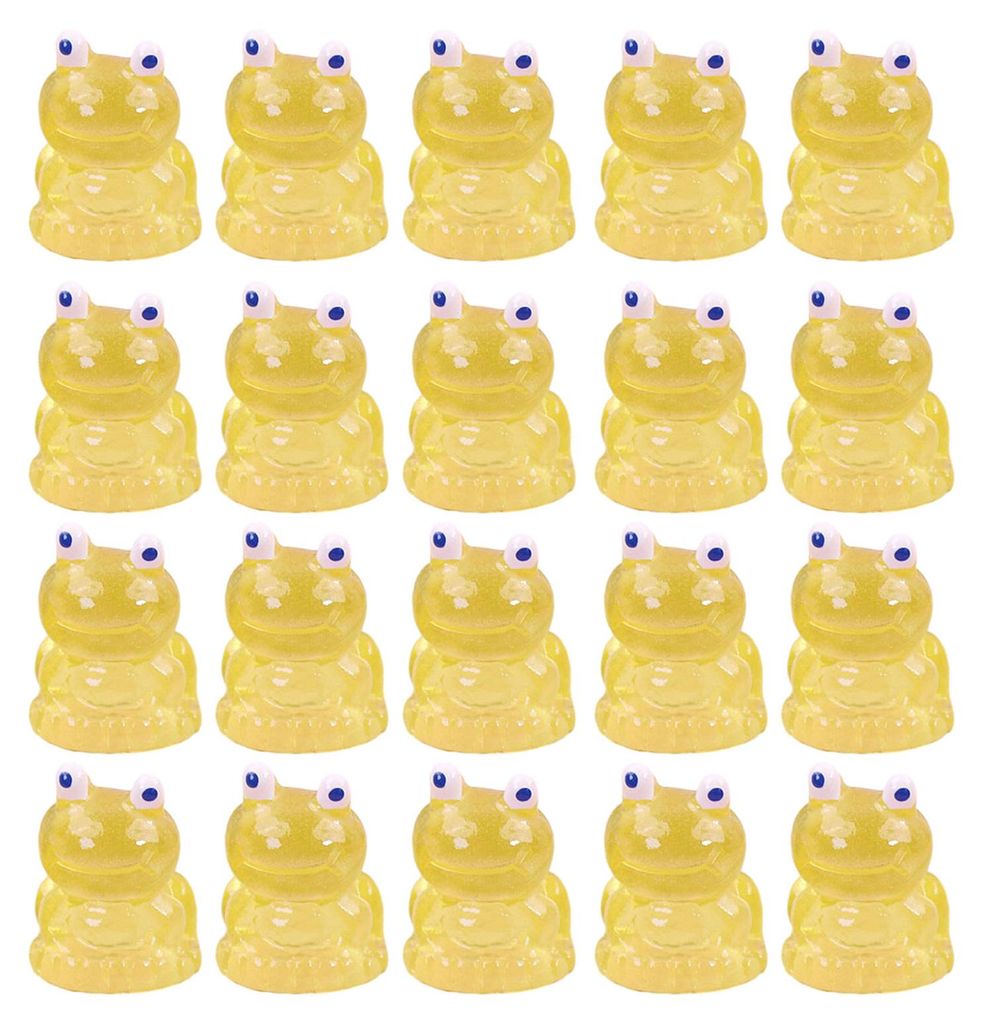 20 kleine Froschfiguren aus Kunstharz, niedliche, im Dunkeln leuchtende Frosch-Tischdekoration, leuchtende Tierstatuen, Miniatur-Feengartenornamente