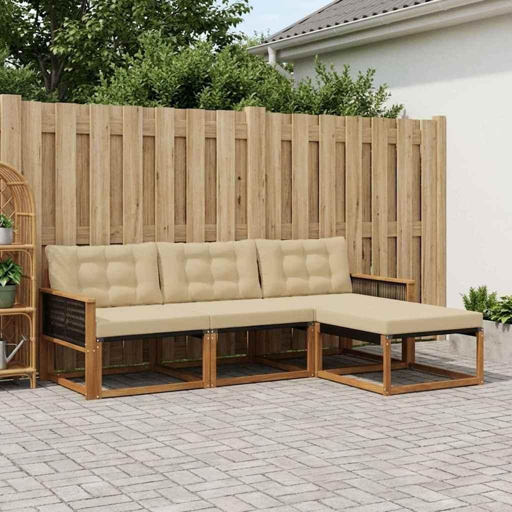 Möbel Outdoor-Sofagarnitur mit Kissen 4 pcs Natur und BeigeGartensofas - Gartensofas c279