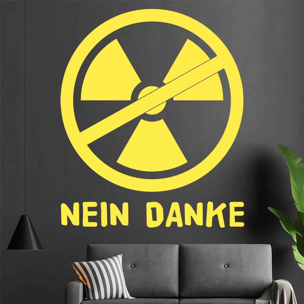 Atomkraft - Nein Danke Wandtattoo in 6 Größen - Wandaufkleber Wall Sticker - Dekoration, Küche, Wohnzimmer, Schlafzimmer, Badezimmer