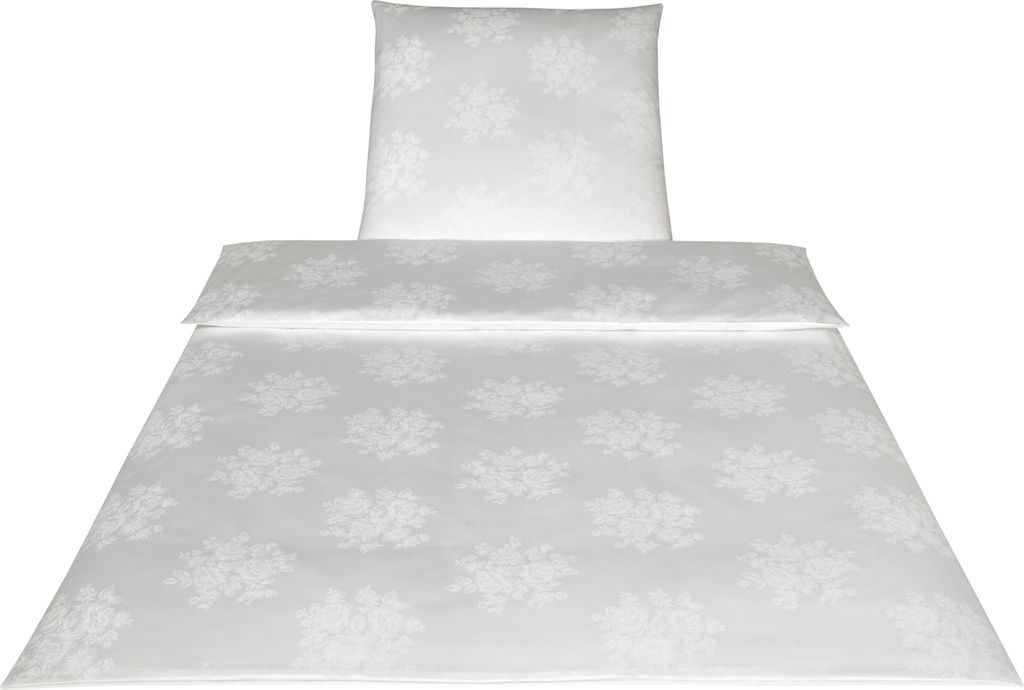 Elegante Jacquard-Satin Bettwäsche Rosery 3012-0 Weiß 100% Baumwolle, Größe:155x220 cm + 1x 80x80 cm