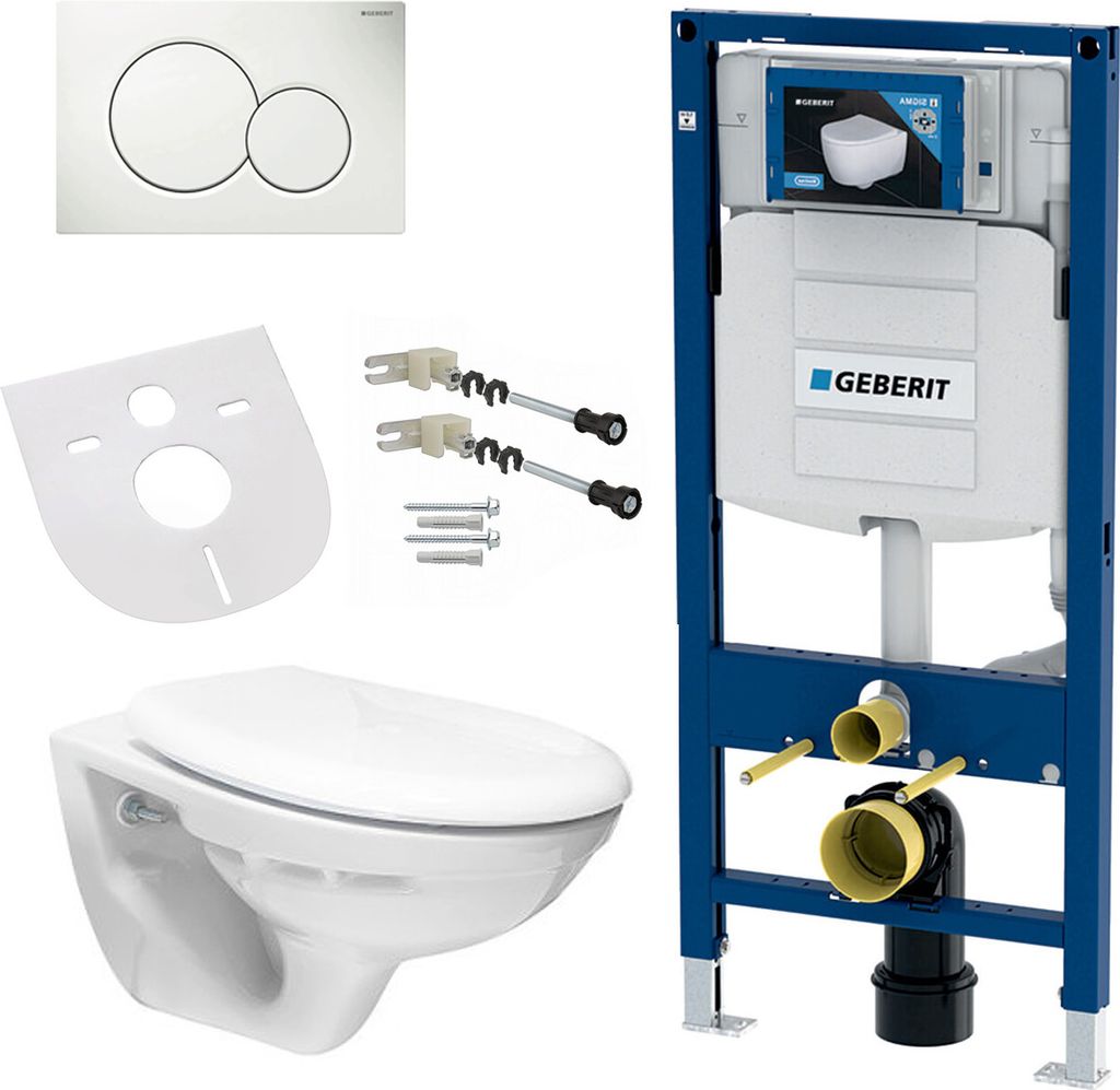Wand Hänge WC Soft-Close Deckel SIGMA Wandanker Komplettset mit passendem Geberit Vorwandelement