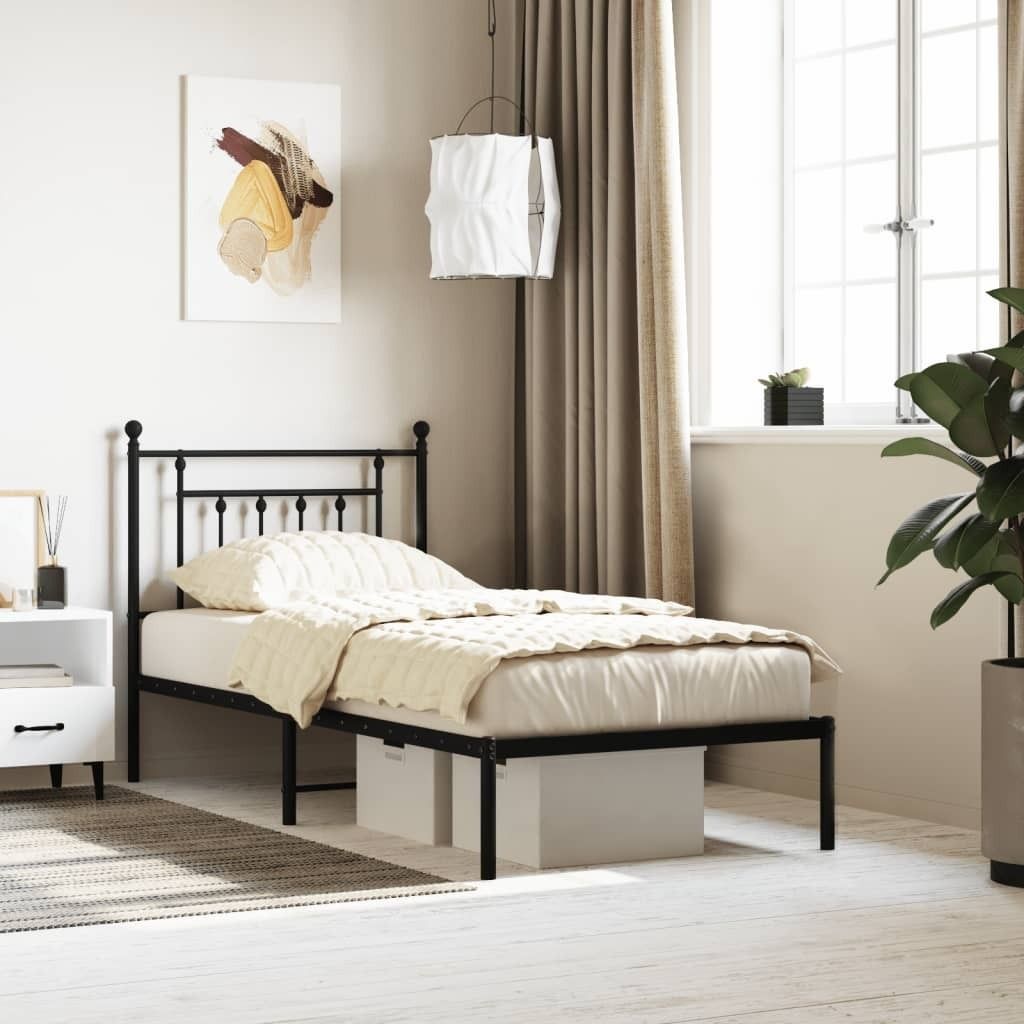 Maison Exclusive - Bettgestell mit Kopfteil Metall Schwarz 90x190 cm