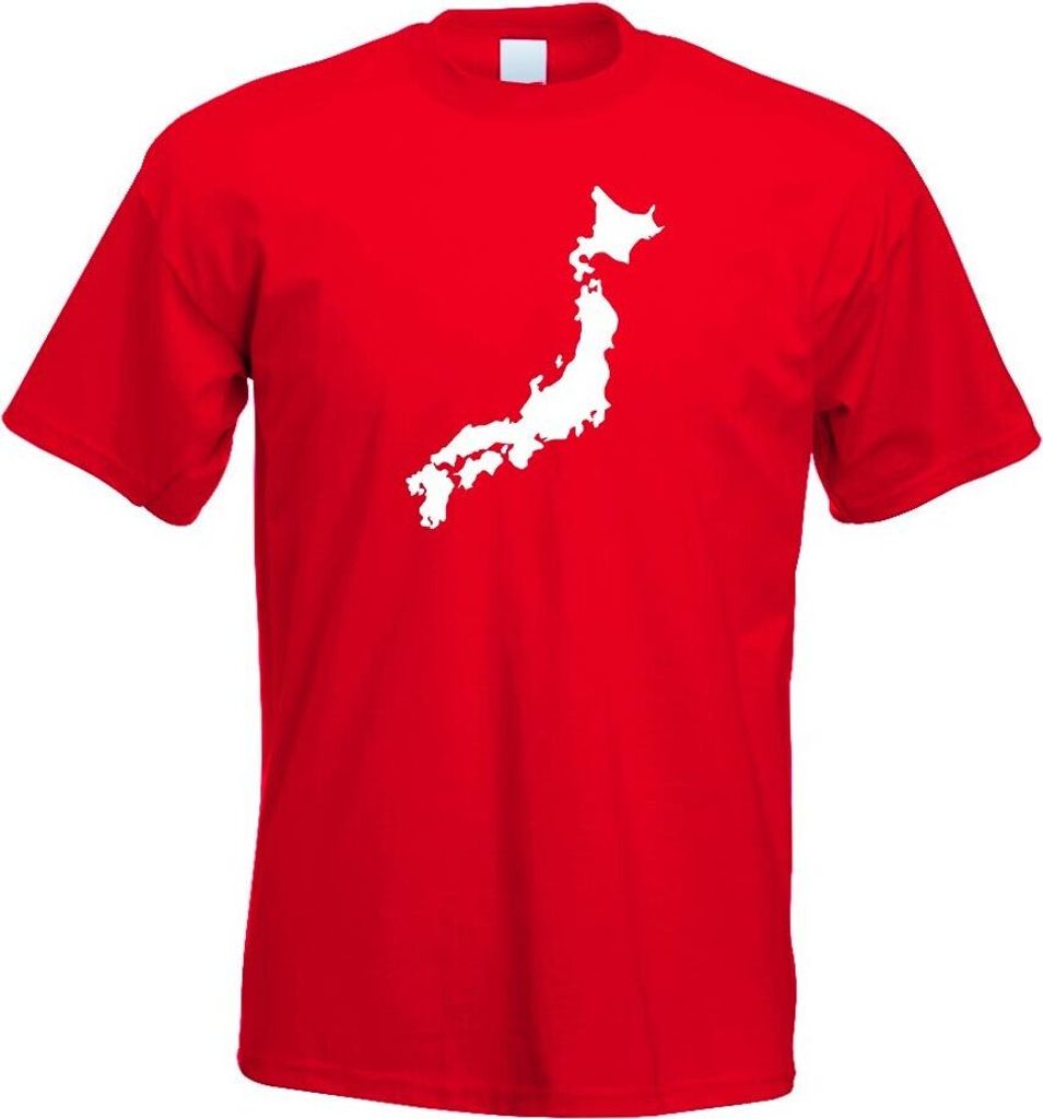 Kiwistar - T-Shirt - rot - Japan Umriss Kontur Herren Funshirt Bedruckt Design Sprüche Spruch Motive - mit Motiv Bedruckt - Funshirt Design - Spor...