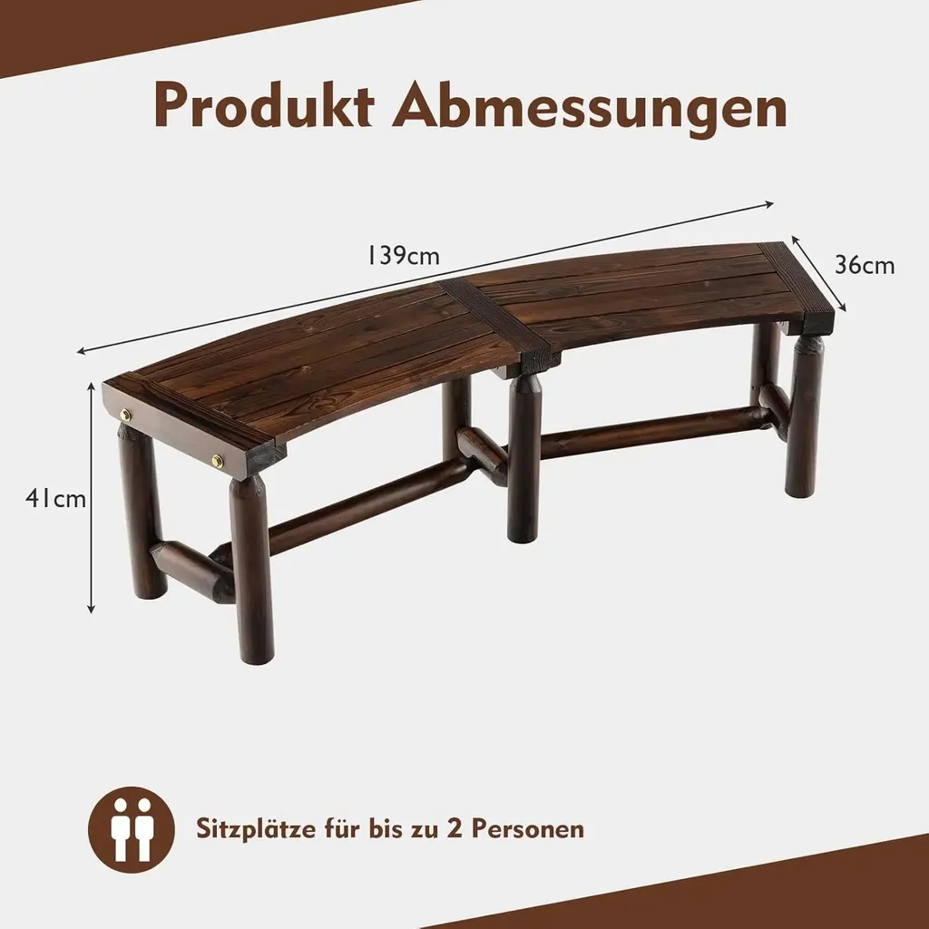 Banc de jardin bois durable sans dossier marron - Résistant eau et soleil