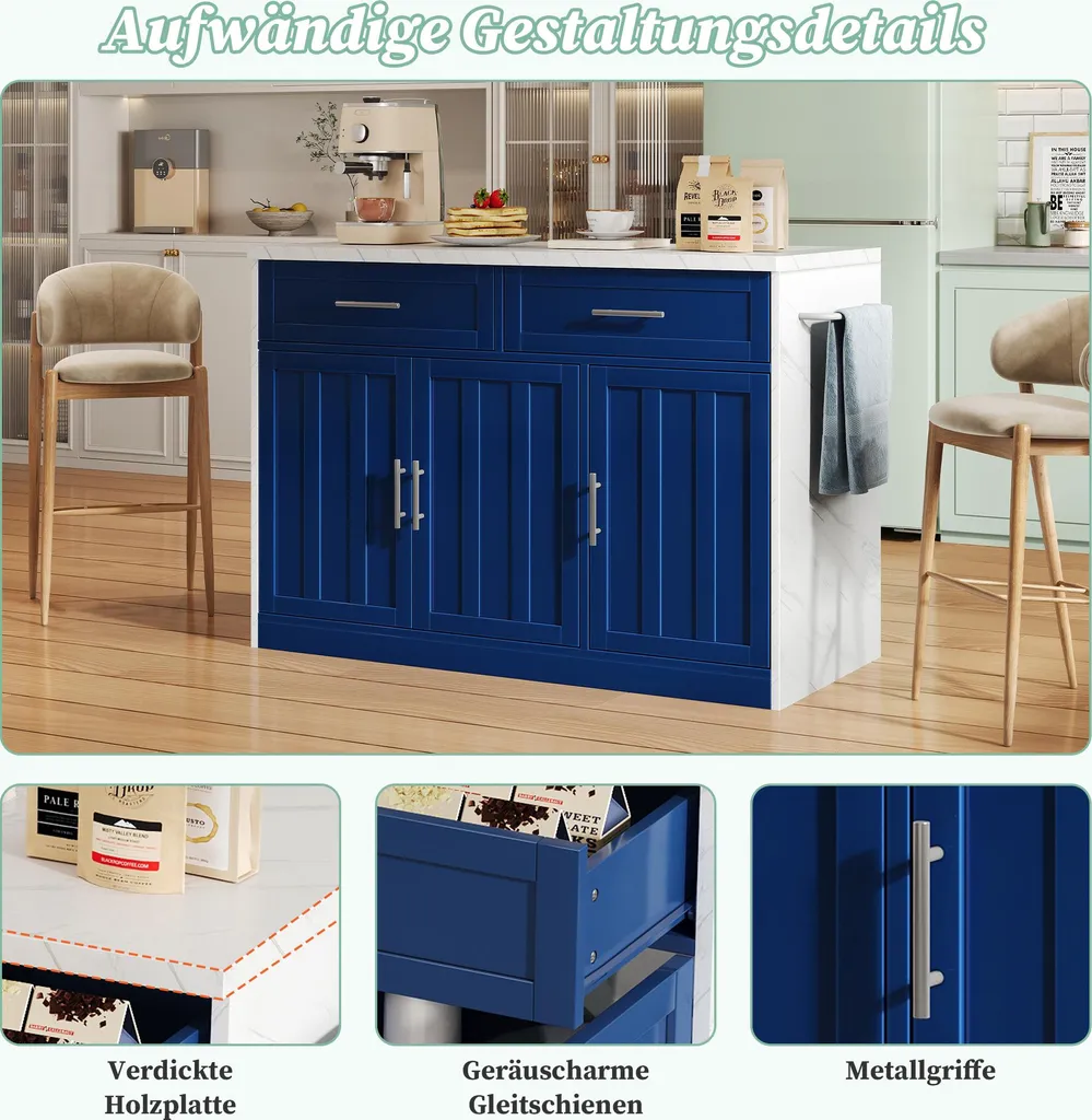 Table de cuisine haute avec prises intégrées et rangement modulable