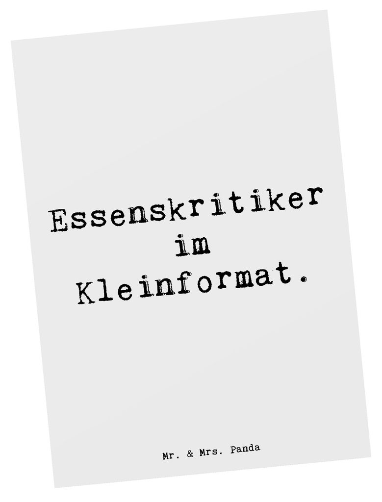 Mr. & Mrs. Panda Postkarte Spruch Kind Essenskritiker - Weiß - Geschenk, Ansichtskarte, Postkarten, Energie, Handarbeit, Kritik, Mahlzeit, einziga...