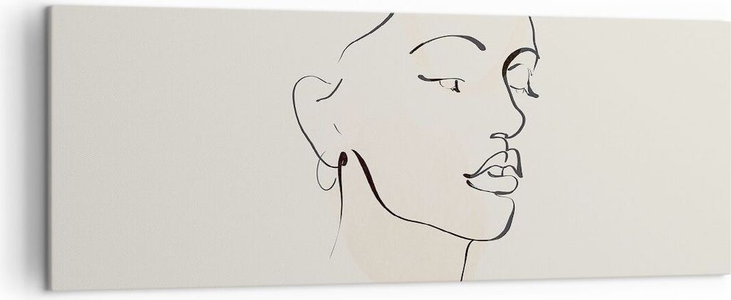 Bild auf Leinwand - Leinwandbild - Einteilig - Frau Zeichnung Linie - 140x50cm - Wand Bild - Wanddeko - Wandbilder - Leinwanddruck - Bilder - Wandd...
