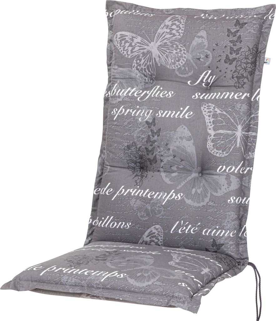 Auflage Hochlehner Bali 2385 grau Schmetterlinge 120x49x8 Produktbild 