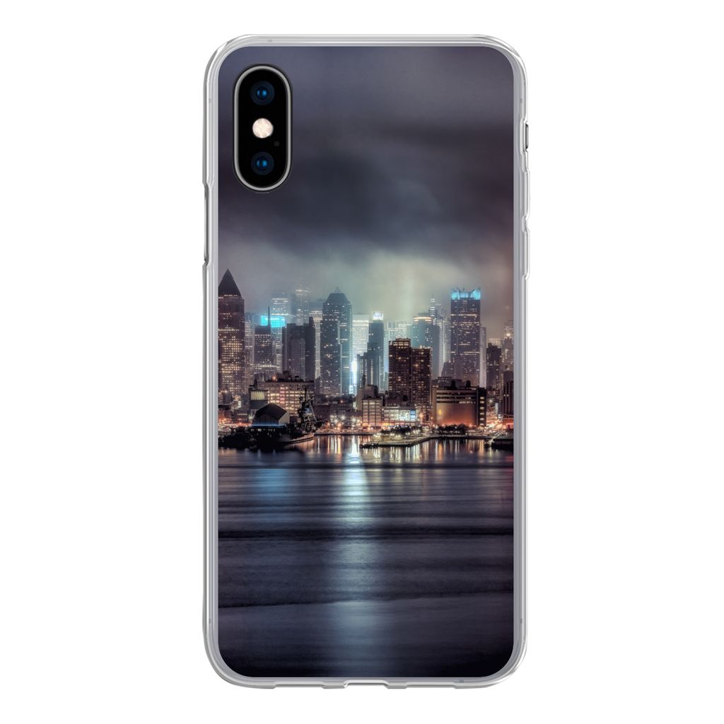 MuchoWow Handyhülle Schutzhülle Hülle für iPhone X New York - Amerika - Skyline Silikon Softcase Handy Hülle - Handyhülle