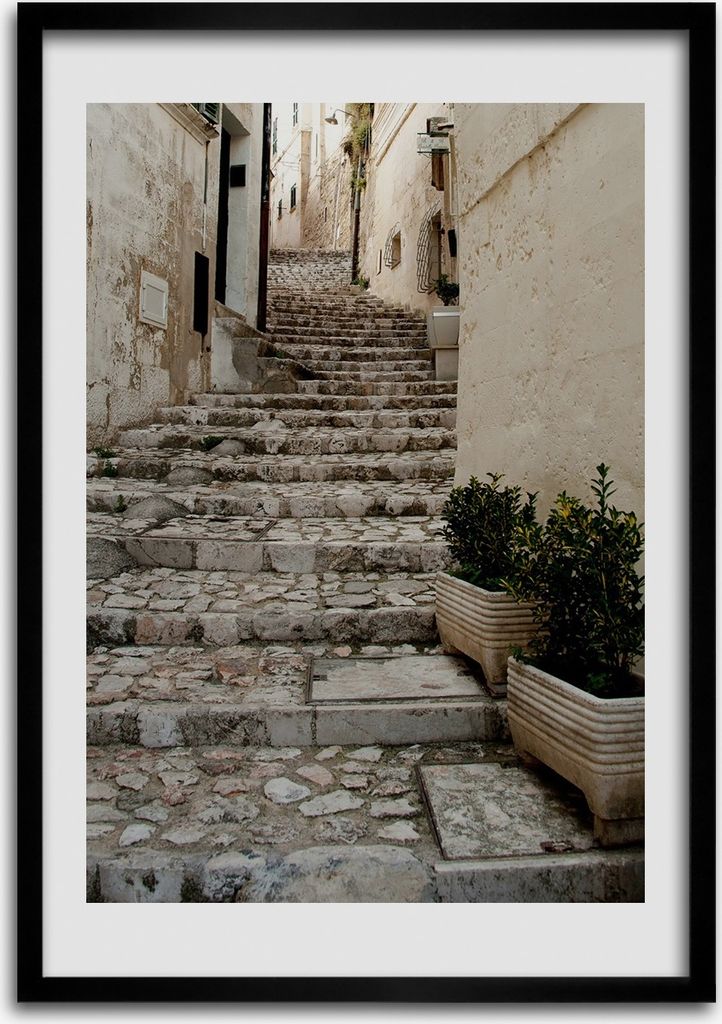 Bild - Bilderrahmen - Foto - 70 cm x 100 cm - MDF - Rahmen - Wandkunst - Eine charmante Straße