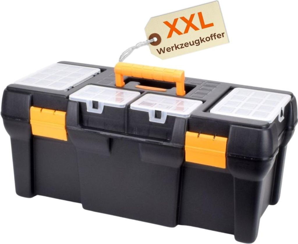 Werkzeugkoffer leer groß Werkzeugkasten Werkzeugkiste Werkzeugkästen Kunststoff Angel Box Kiste Haushalt Tool Box Set 58 x 28 x 25 cm