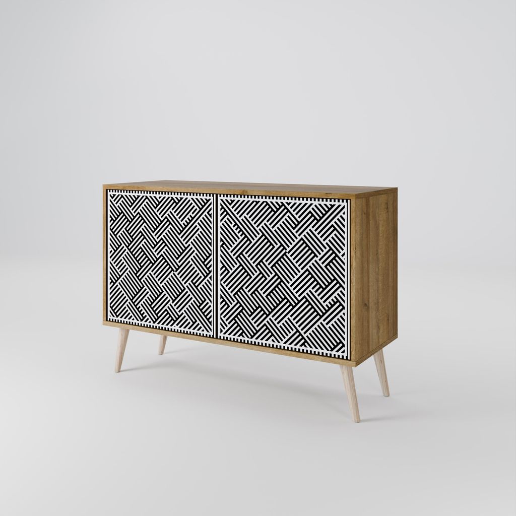 Spacerebels Kommode mit 2 Türen - Sideboard Komodenschrank - Highboard - Kleiderschrank Möbel - Wohnzimmer Schlafzimmer - 57,5×111×42 (HxBxT)