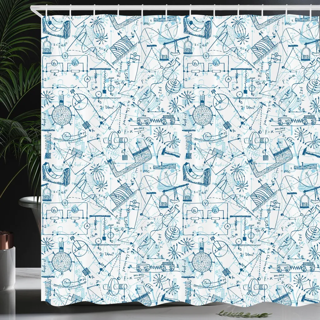Rideau de Douche Anti-Eclaboussures Physique 175x240 cm, Déco Sciences - 4