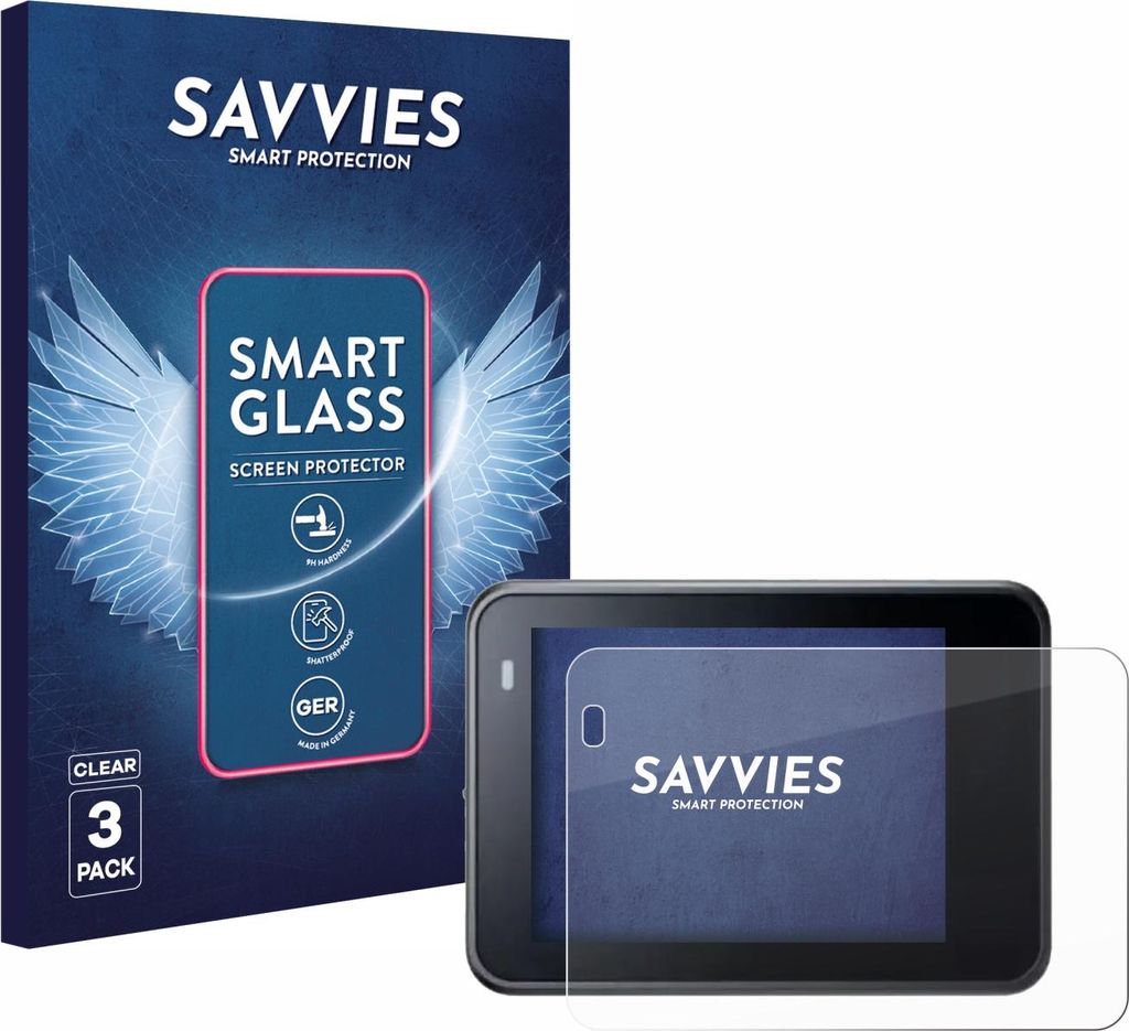 3x Savvies Schutzglas Folie für Akaso Brave 8 9H Panzer Schutzfolie Glas Displayschutz klar transparent
