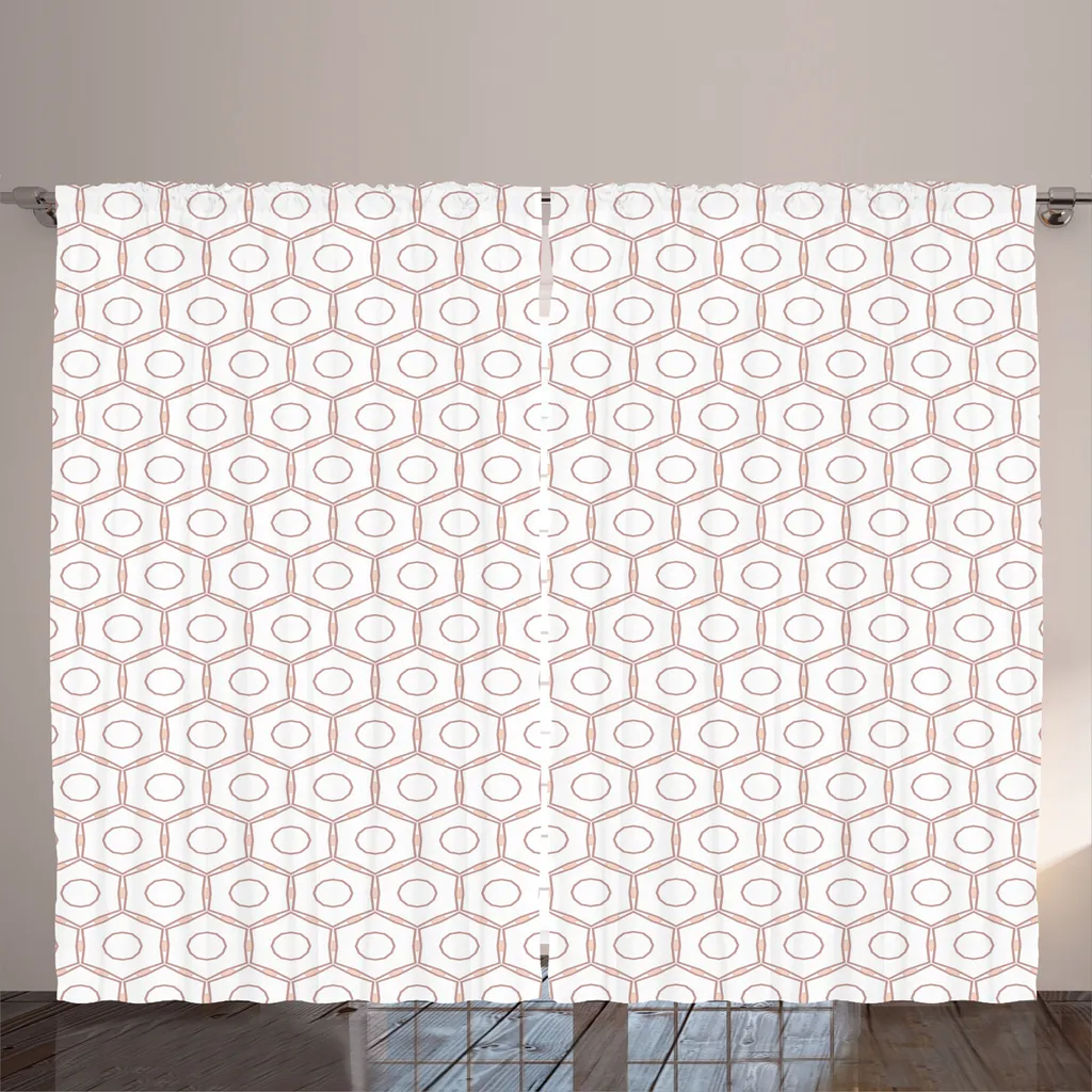 Rideaux de Salon Universels Motif Géométrique Rose Séchée 280x225 cm Set