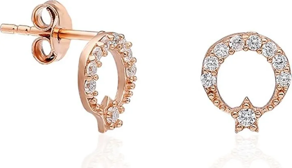 Boucles d'oreilles hypoallergéniques argent 925 lune or rose