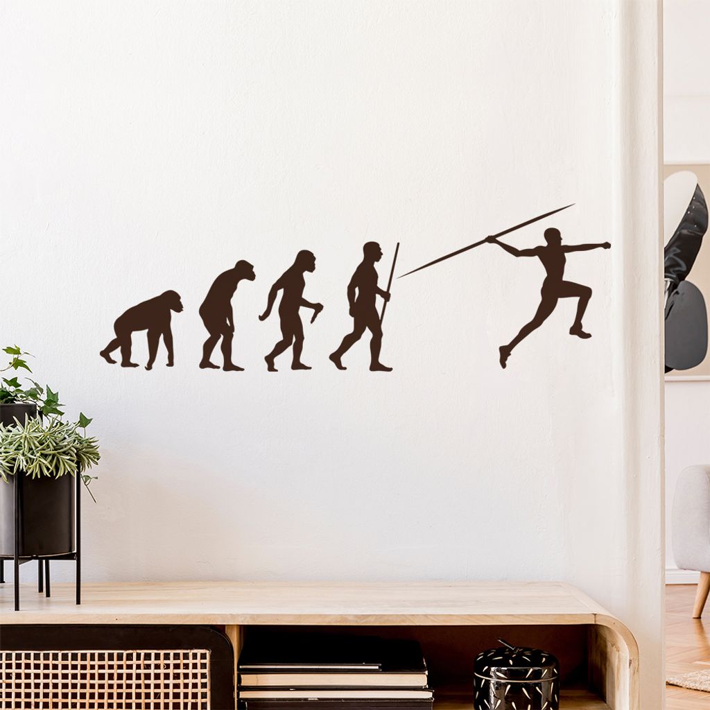 Speerwurf Evolution Wandtattoo Wandaufkleber Wall Sticker - Dekoration, Küche, Wohnzimmer, Schlafzimmer, Badezimmer