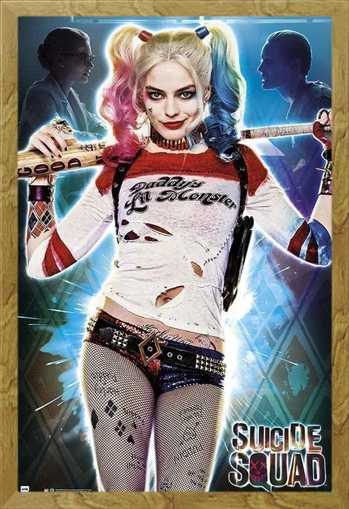 Suicide Squad - Poster - Harley Quinn - Supporto + cornice rimovibile, Shinsuke® Maxi MDF oak, disco acrilico
