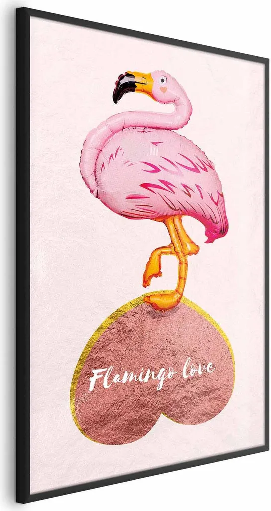 Idea Regalo Perfetta: Poster Flamingo in Love 40x60 Cornice Nera