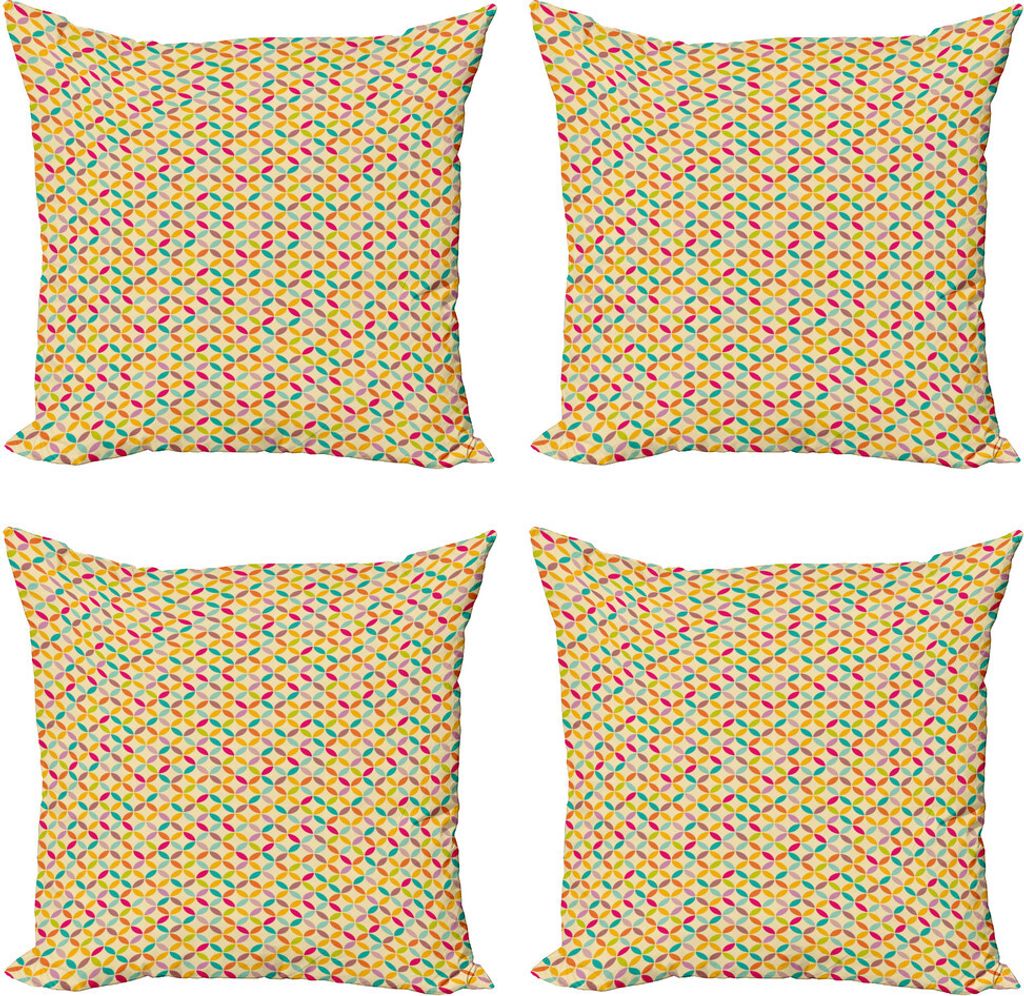ABAKUHAUS Beige Kissenbezug Set (4 Stück), Oriental Blume des Lebens, Moderner Doppelseitiger Digitaldruck, 45 cm x 45 cm, Mehrfarbig