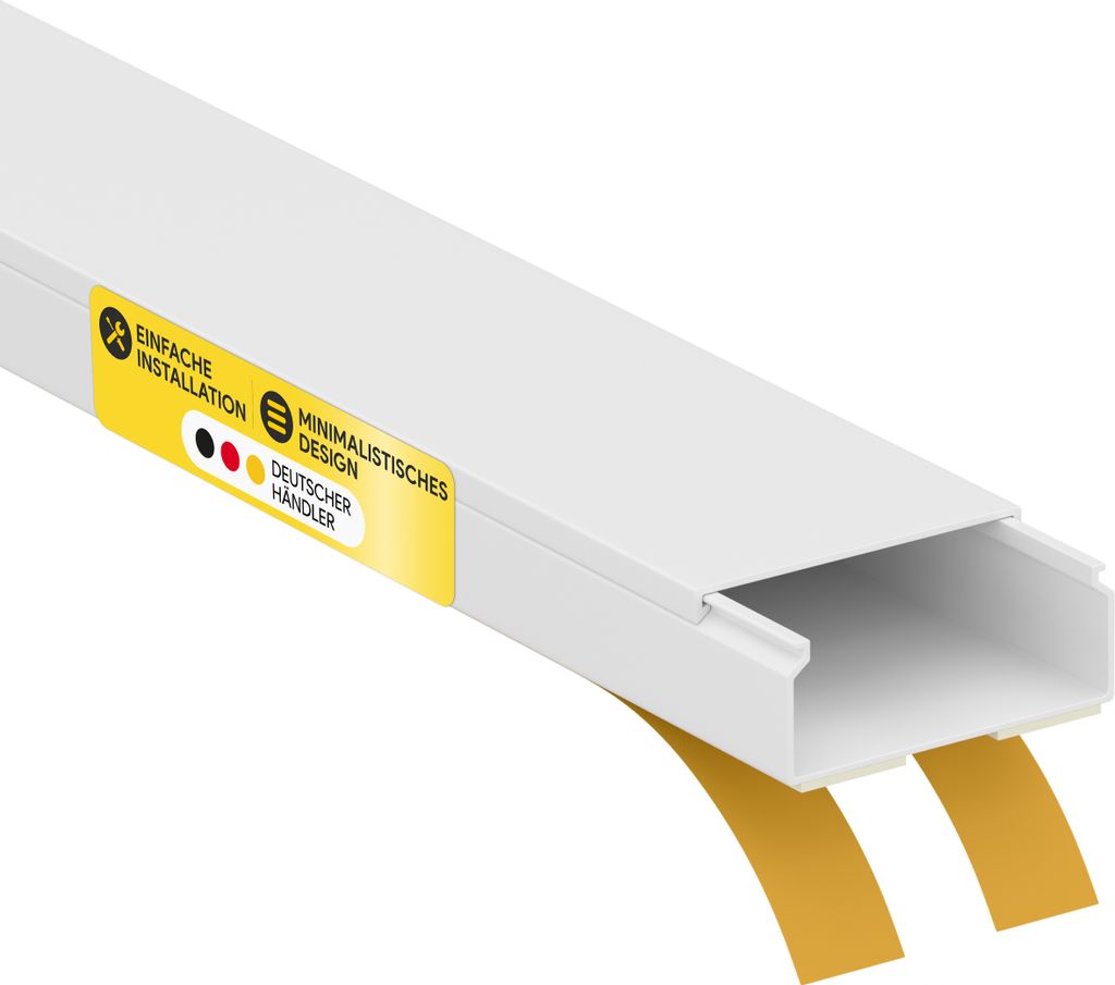 Kabelkanal aus hochwertigem PVC weiß Selbstklebend 2m - 1 Stück - 40x16mm
