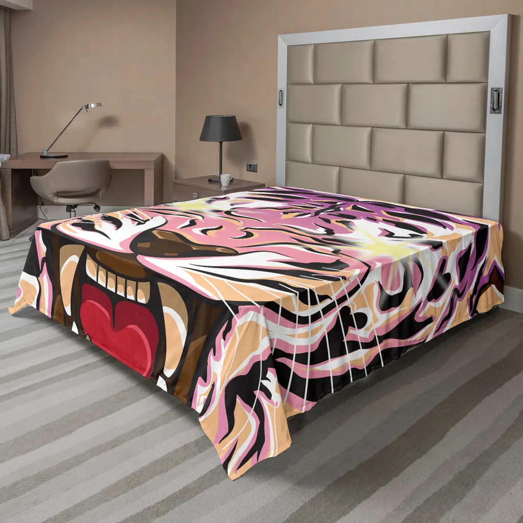 Drap de lit tigre infroissable et grand format 275x260 cm, confort pro