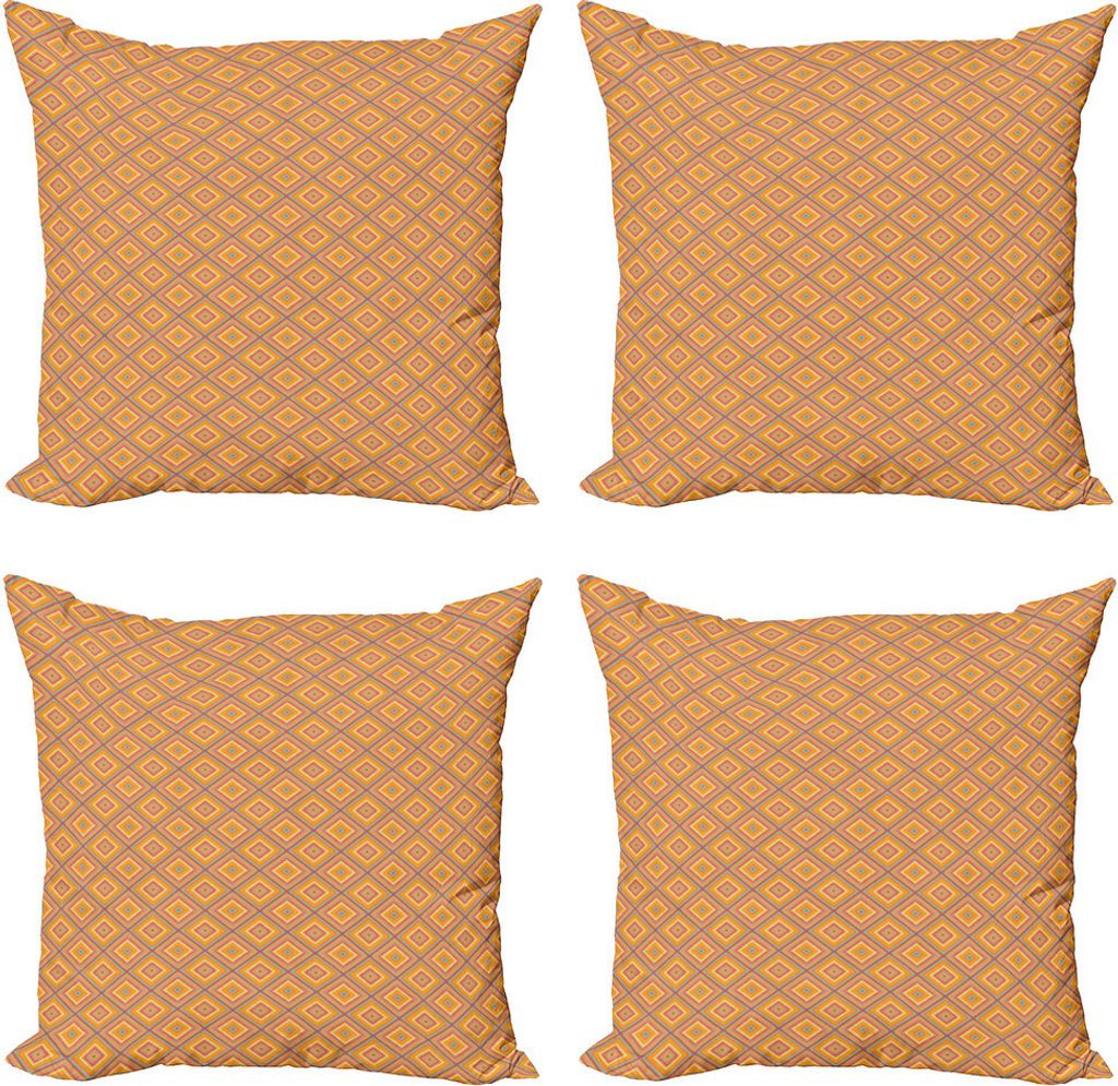 ABAKUHAUS Ethnisch Kissenbezug Set (4 Stück), Diamant-Form-Schmutz-Entwurf, Moderner Doppelseitiger Digitaldruck, 50 cm x 50 cm, Mehrfarbig