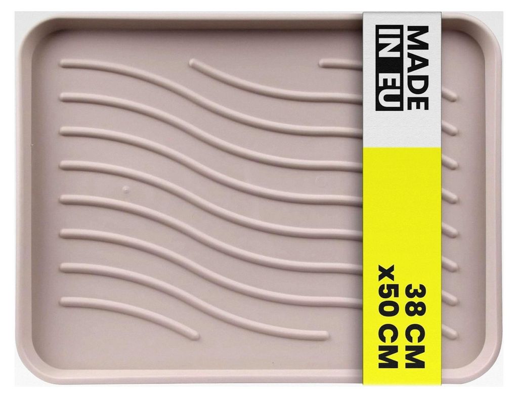 Schuhabtropfschale (Beige) mit hohem Rand (50x38x2,5cm) - wasserdichte Schuhwanne und Abtropfunterlage