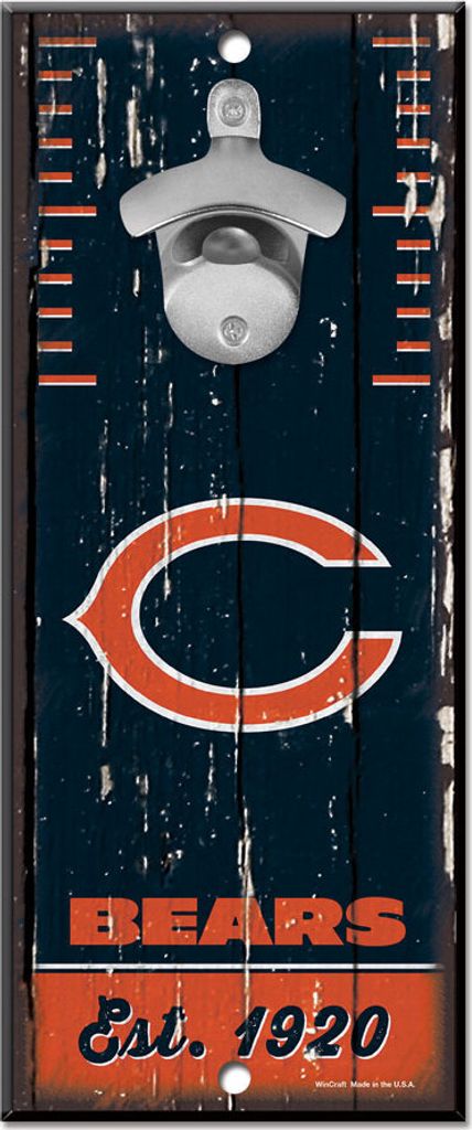 NFL Chicago Bears Bottle Opener Flaschenöffner Wood Sign Holzschild Holz 30x12cm