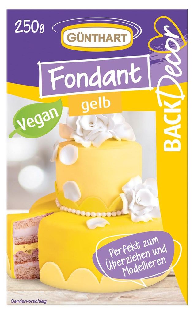 BackDecor Fondant gelb, 250 g | 100% Vegan | Palmölfrei | Produktbild 