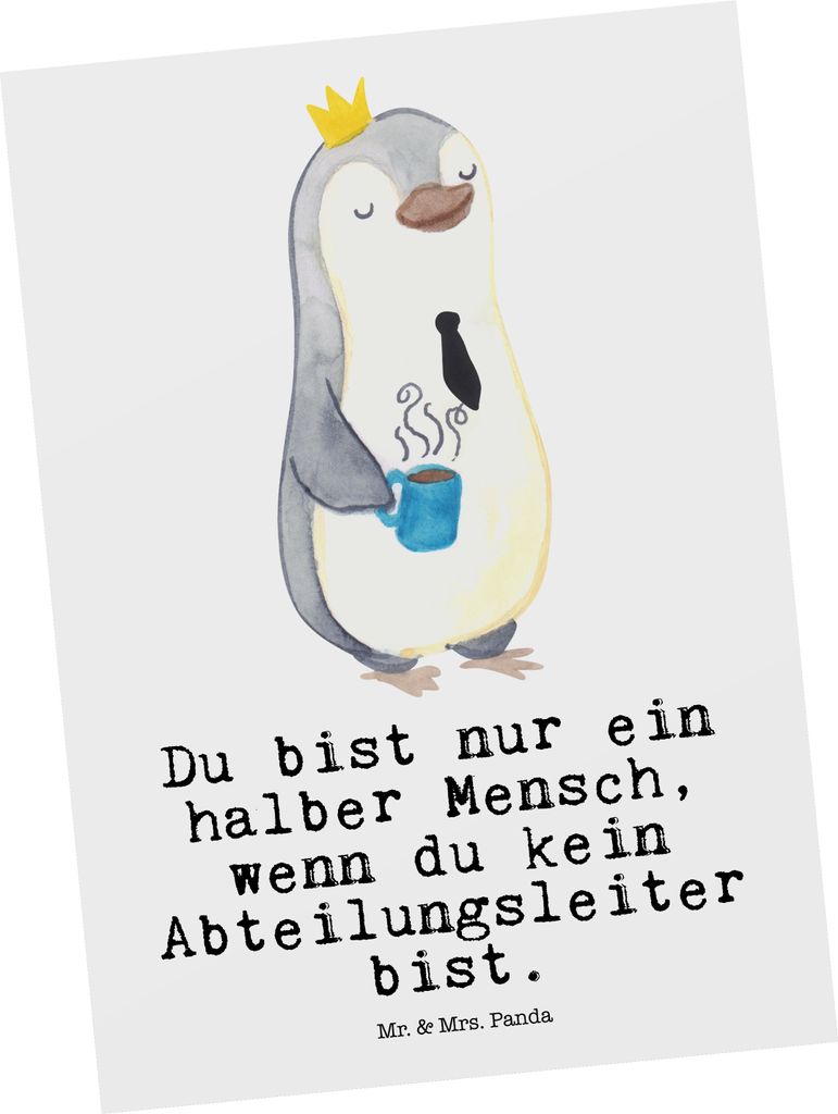 Mr. & Mrs. Panda Postkarte Abteilungsleiter Herz - Weiß - Geschenk, Postkarten, Beruf, Spruch, Ansichtskarten, Grußkarte, Witzig, Profi, Ansichts...