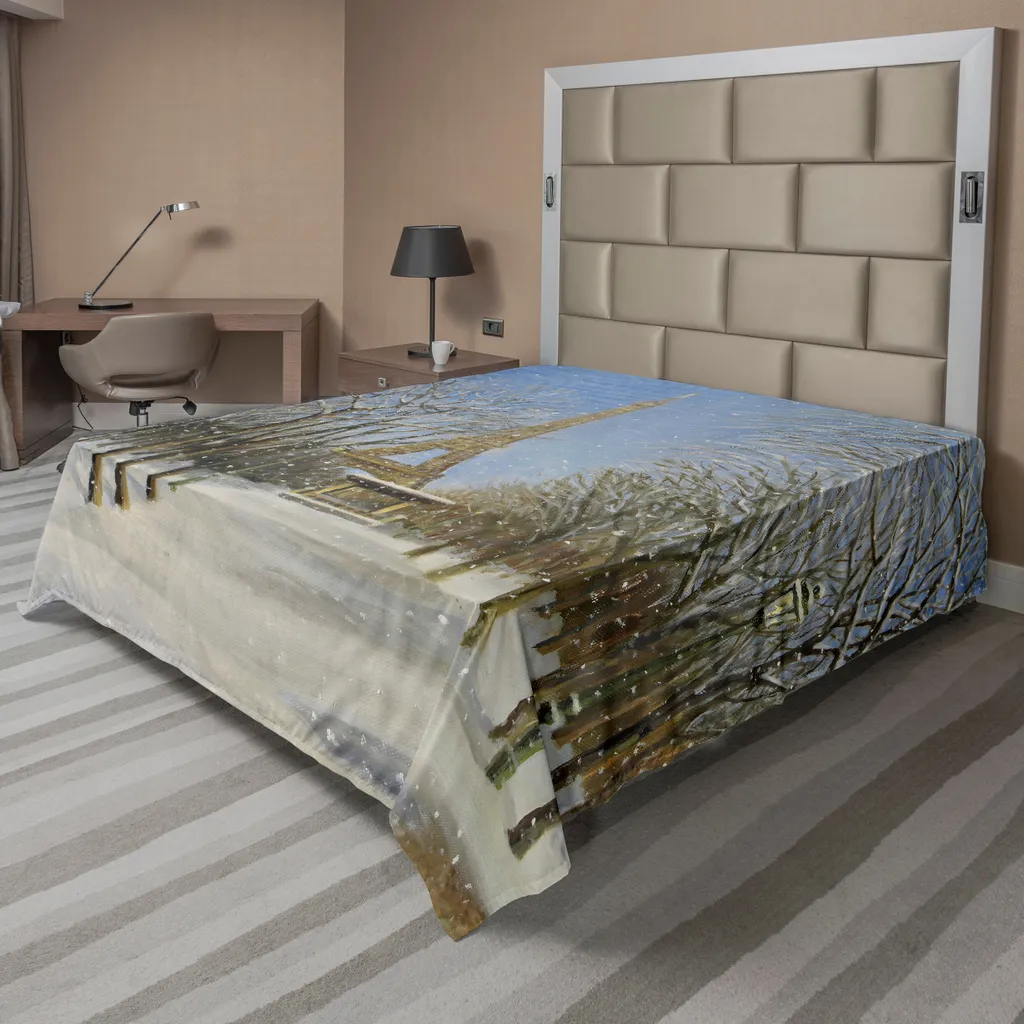 Lenzuolo Decorativo Parigi Torre Eiffel - Blu Grigio 260x228 cm