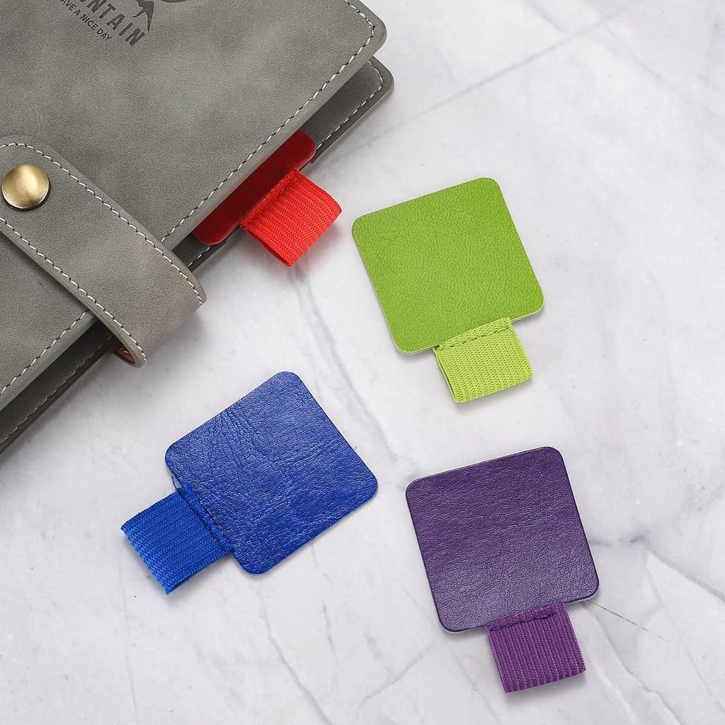 Allecto Premium - Elastische Stiftlaschen, selbstklebend, Leder Stifthalter, 10 Stück mit Farbhalter für Tagebuch und Notizbuch