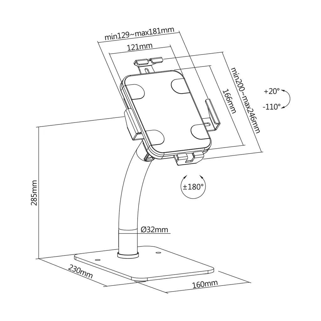 Support de Table pour Tablette Antivol et Borne Interactive Blanche - 6