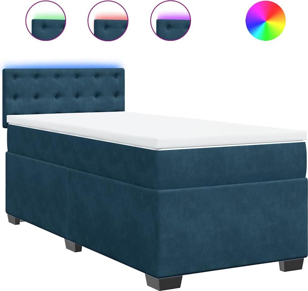 vidaXL Boxspringbett mit Matratze Blau 90x190 cm Samt