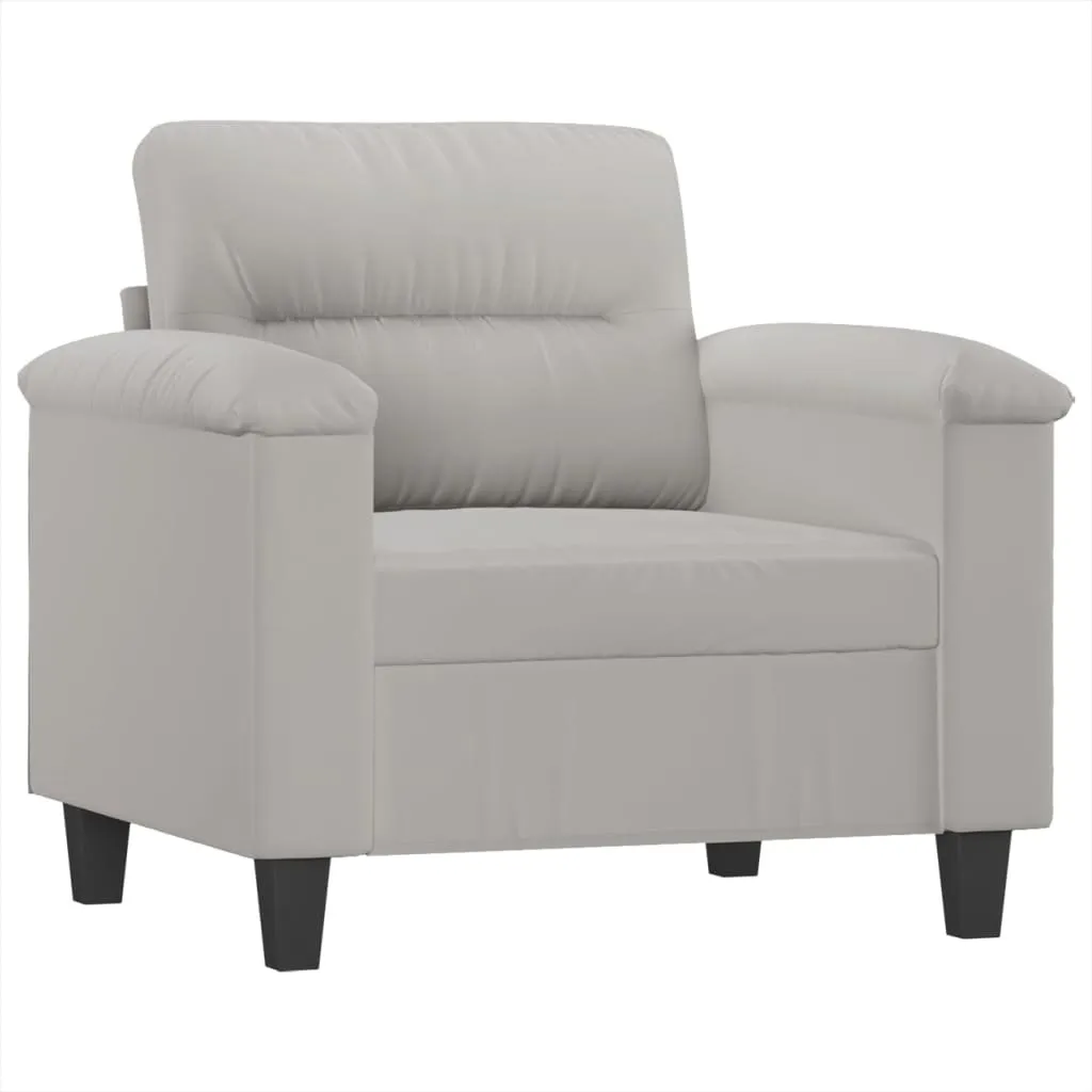 Fauteuil microfibre gris clair 60 cm avec assise moelleuse et douce
