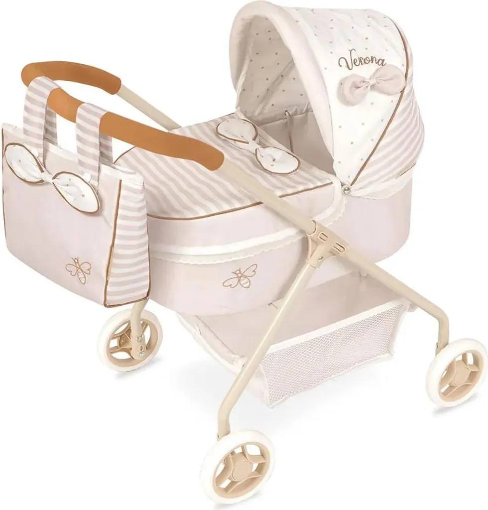 Landau Poussette de Poupée DeCuevas Vérone Doré avec Sac et Accessoires