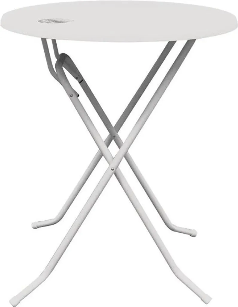 Table pliante de balcon ronde Dubai métal blanc 85 cm repas extérieur