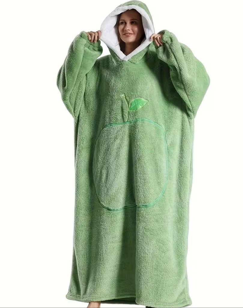 Damen Übergroßer Kapuzenpullover mit Kuscheldecke, grüner Produktbild 