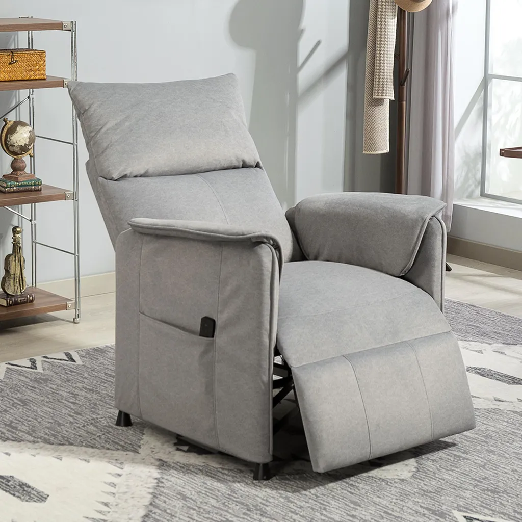 Siège de relaxation électrique gris, inclinaison programmable et confort - 4